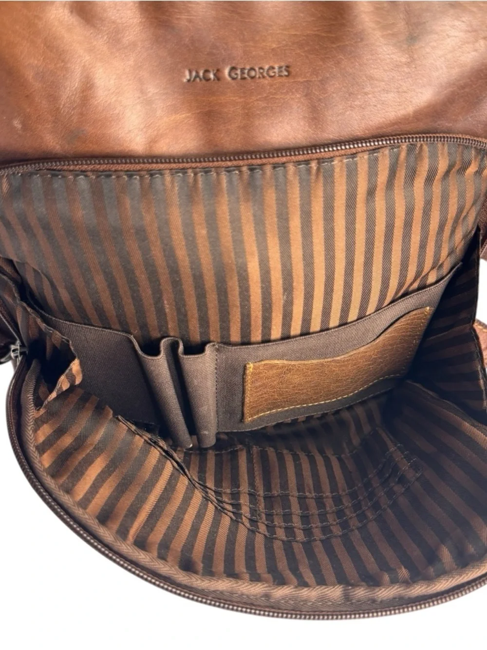 Jack Georges Voyager Buffalo Leather Backpack Cognac Brown